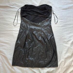 Free People Intimately Faux Crocodile Black Mini Mesh Dress